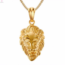 18K Gold plattierte Löwen Kopf Schmuck große Modeschmuck Halskette Anhänger